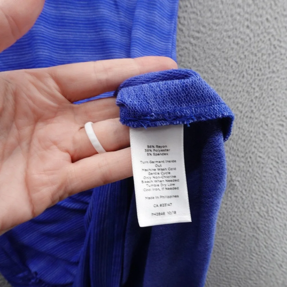 Talbots UPF 50+ Cap Sleeve Dress Small Blue Womens‎ Midi Length Side Tie Casual